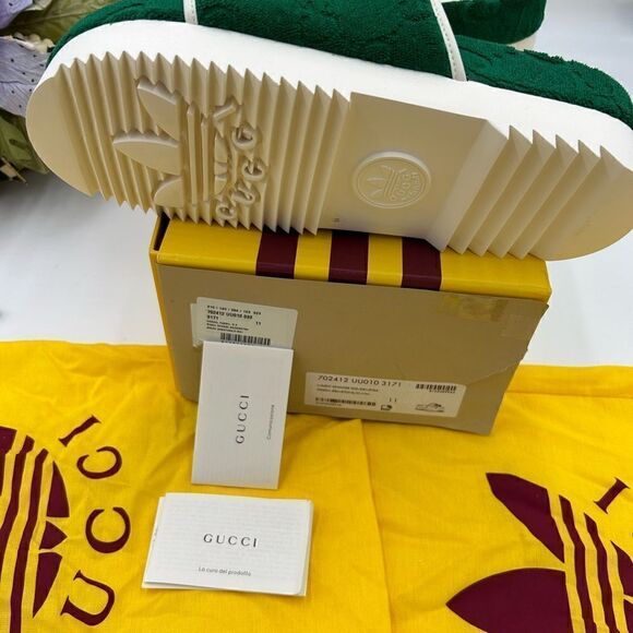 Men’s Gucci X Adidas, limited edition, pool slides, GG monogram size 11 Italy